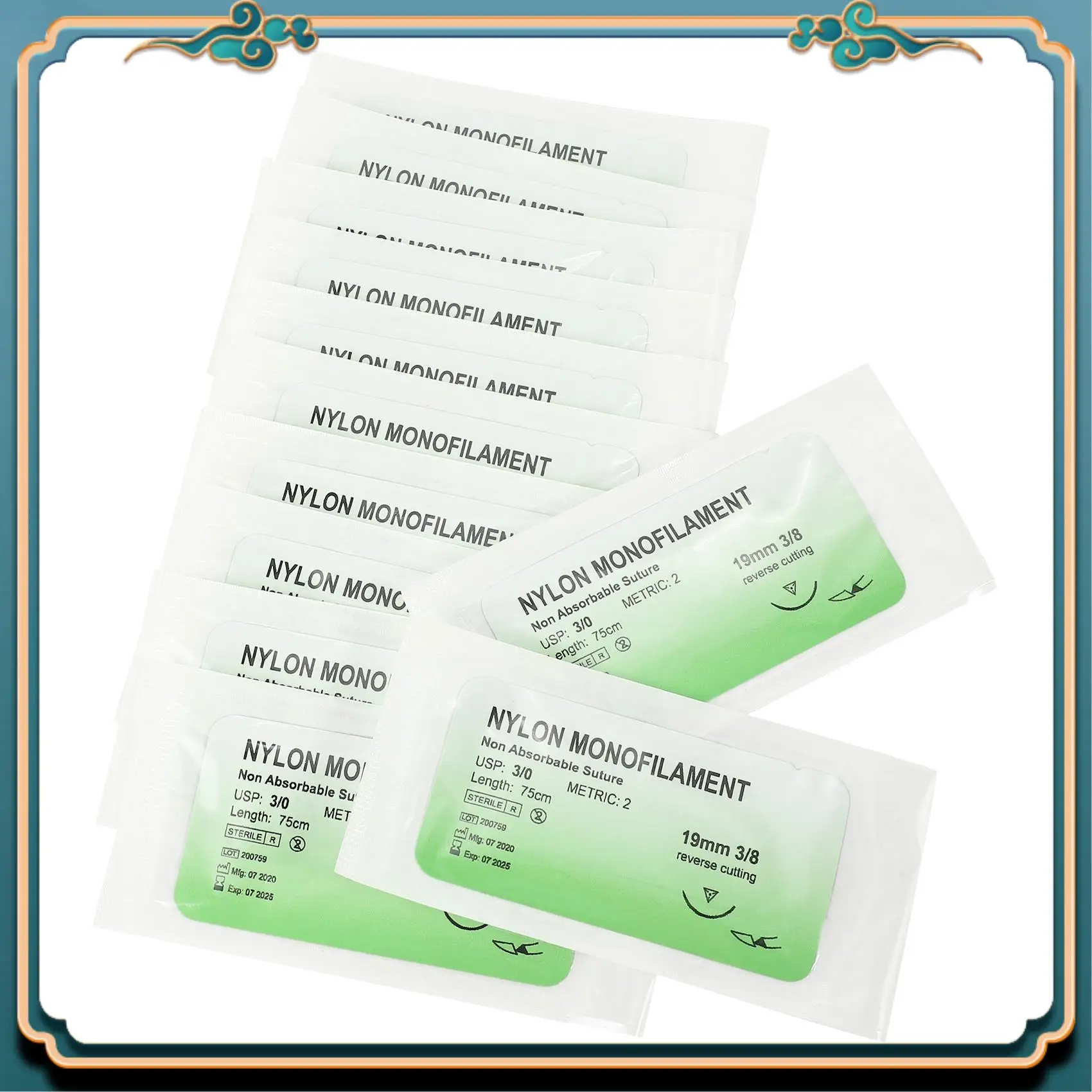 ABJG-24 قطعة/المجموعة/المجموعة إبرة خياطة النايلون حيدة الموضوع خياطة الممارسة كيت 3/0 #2