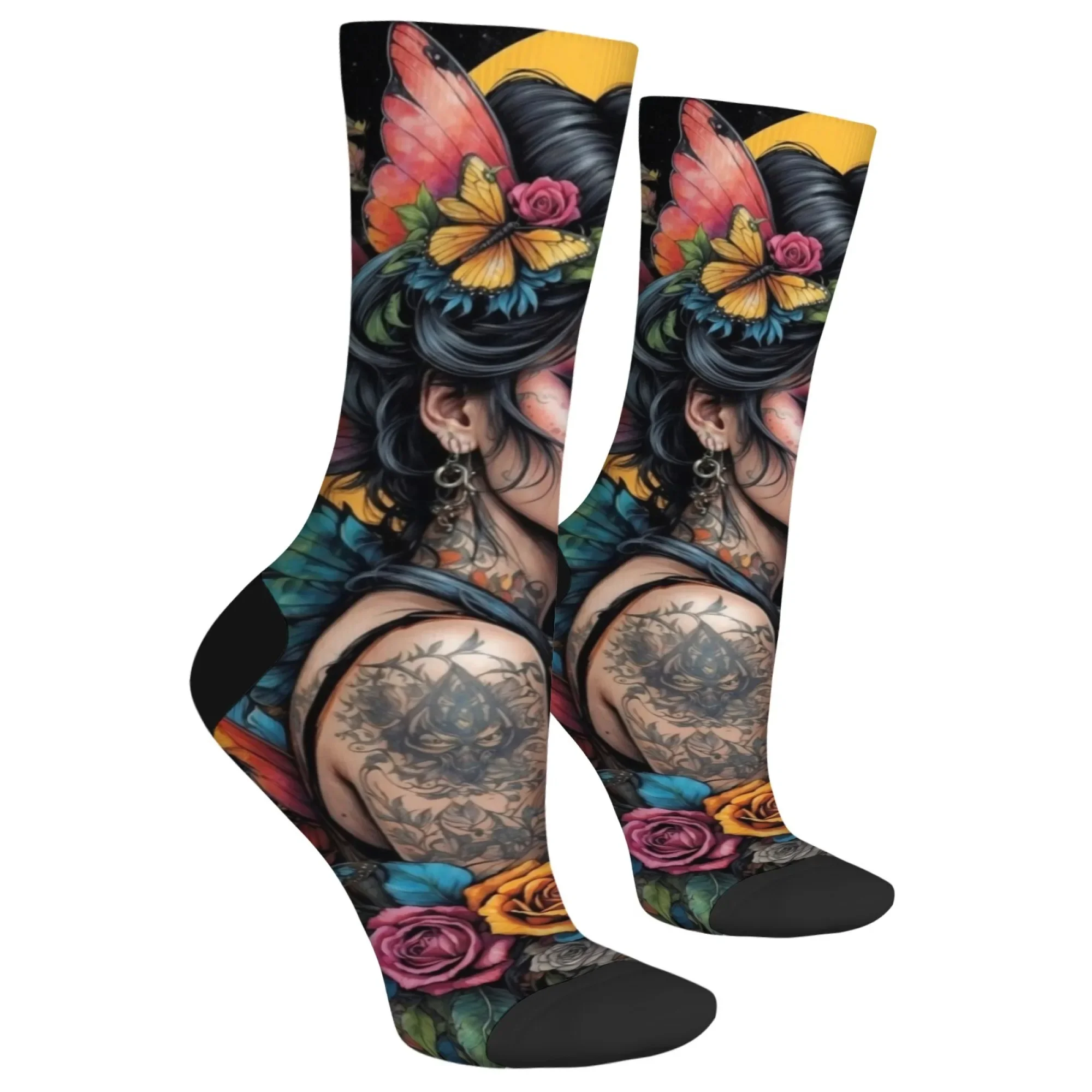 فراشة الورد الجنية متعة الجوارب الجدة مريحة للتنفس عدم الانزلاق الجوارب Harajuku ريترو ستايل للجنسين الترفيه الرياضة في الهواء الطلق