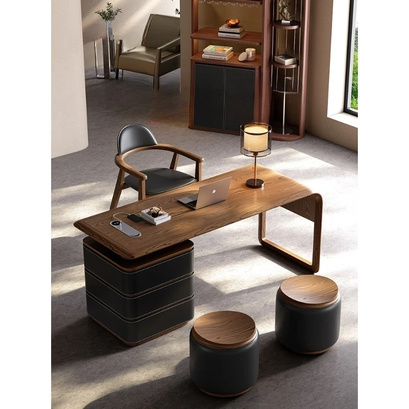 Italian minimalist desk study home desk premium walnut color computer writing desk
