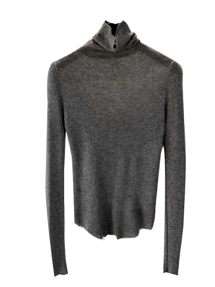 التخسيس عالية Ne محبوك قاعدة irt ملابس داخلية غير رسمية تخفيف Sle الكورية فضفاضة تناسب لون نقي طويل Sve مزيج الصوف #5