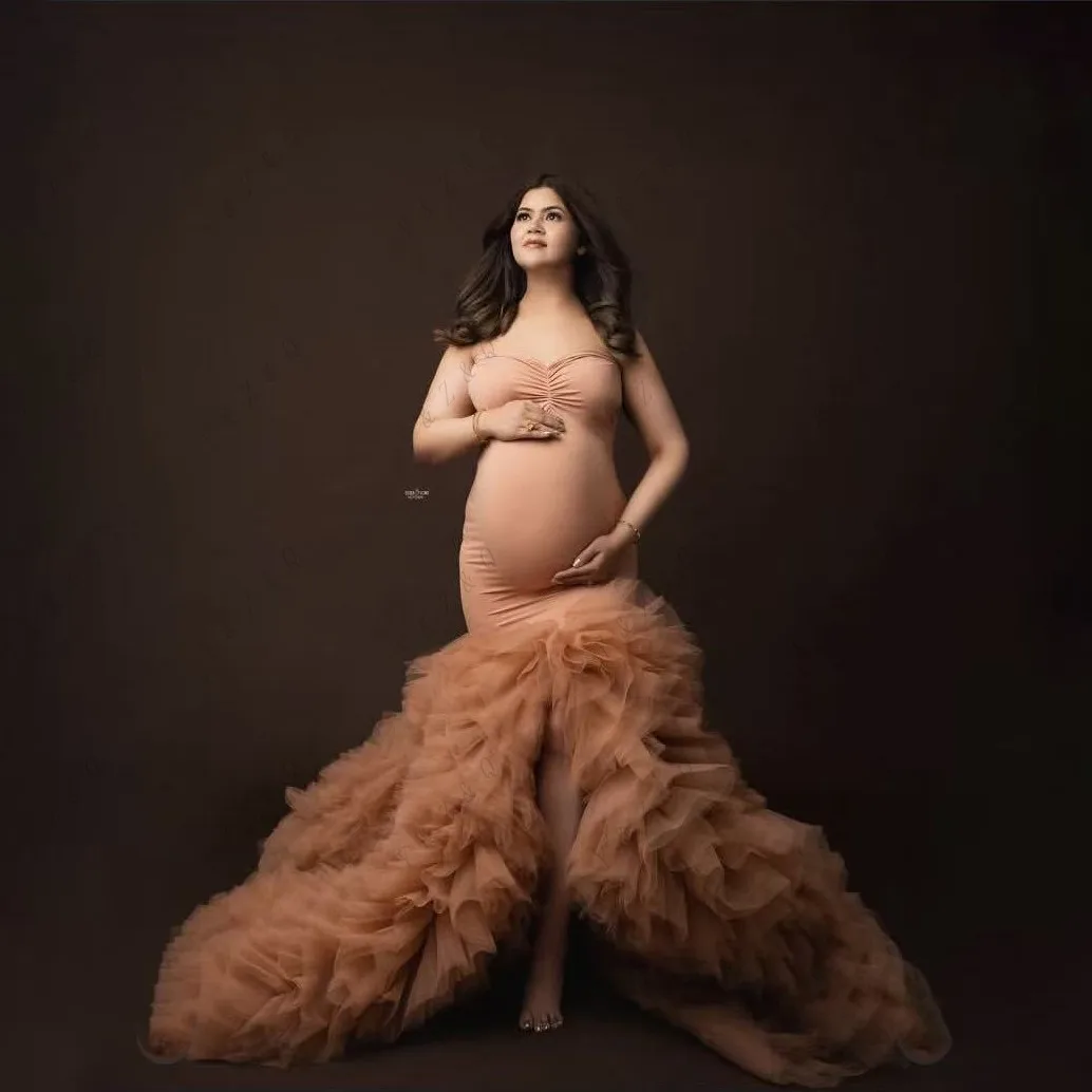 Vestido de maternidade feito à mão, sereia, coração, sessão de fotos, пла coloе для бе elemм onderх, vestido de maternidade em camadas, exuberante