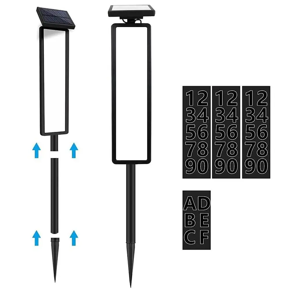 Solar-Powered LED House Number Light Pole Mount Two Light Colors Column Sign Light Energy-Efficient High Brightness