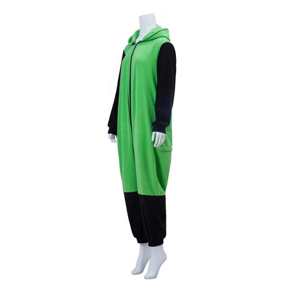 Indringer Zim Cosplay Kostuum Volwassen Onesie Pyjama Vrouwen Mannen Groene Capuchon Jumpsuit Outfits Halloween Feest Nachtkleding