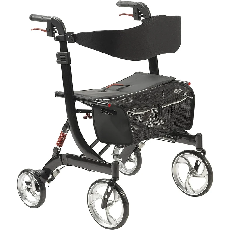 Wheeled walker, walking stroller, folding walker for the elderly, pushable and sitable auxiliary walker