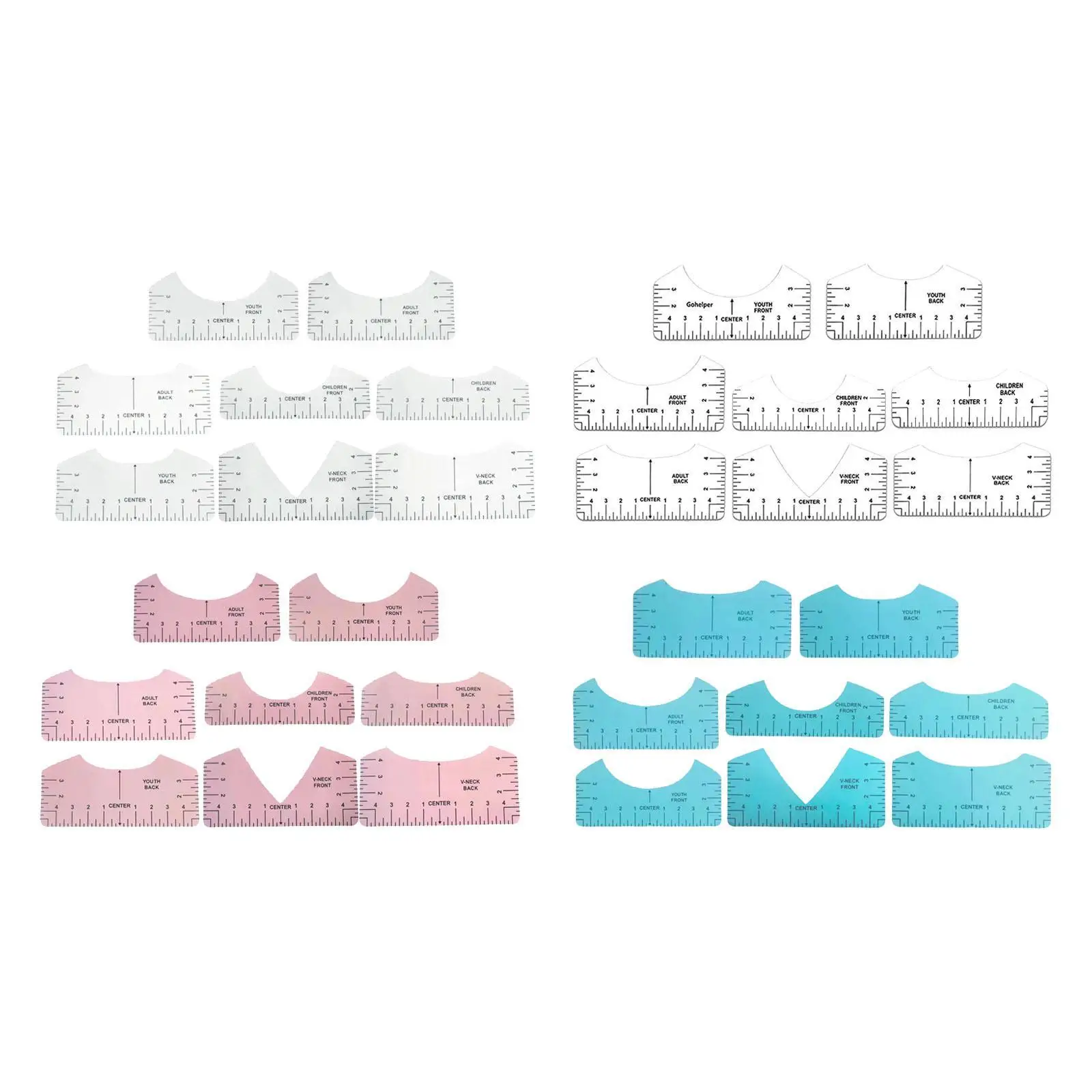Shirt Alignment Tool Set for Vinyl Placement on Various Sizes