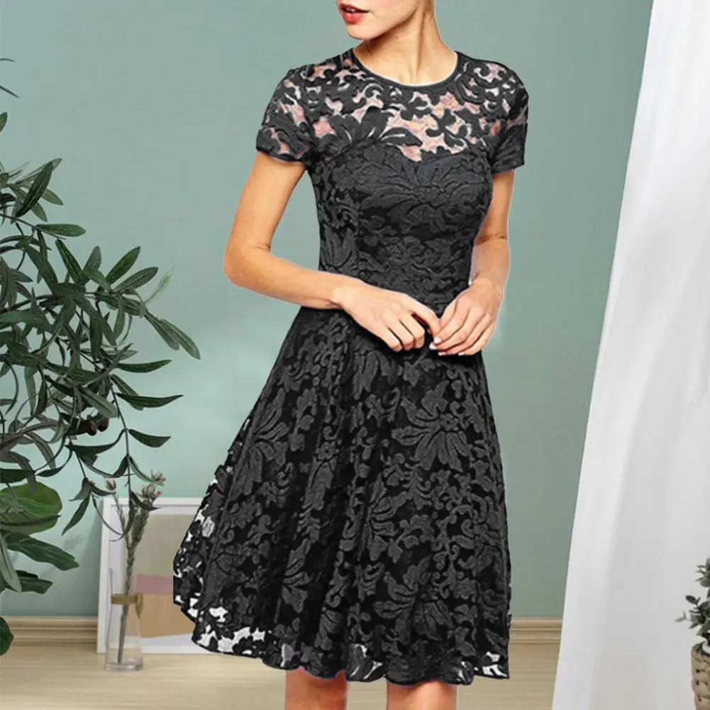 Elegant Plus Size Summer Mini Dress Round Neck Women Summer Dress A-line Plus Size Prom Dress Women Clothes