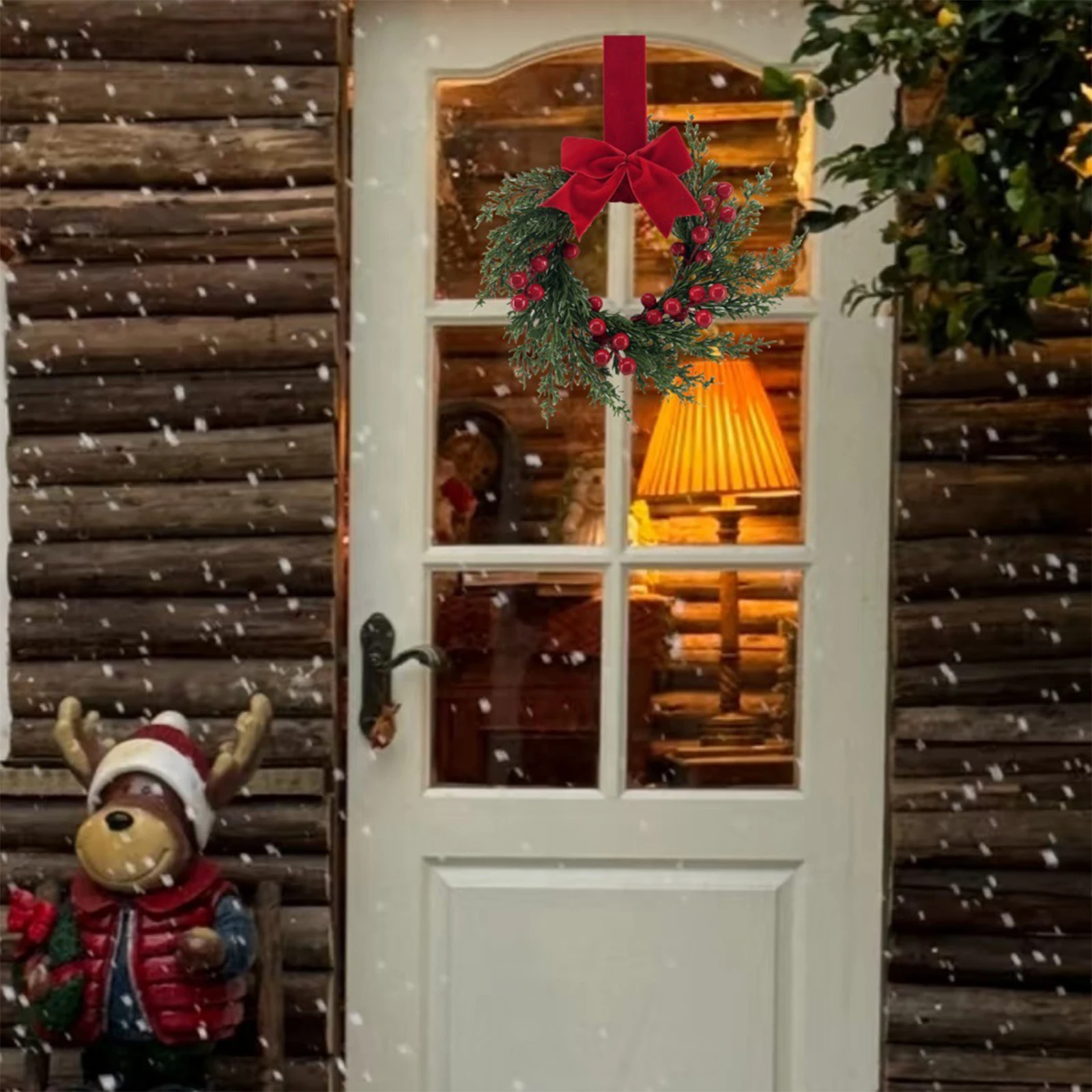 10-дюймовые маленькие рождественские венки для кухонного шкафа с ленточными бантами, небольшой рождественский венок для декора окон, стены, передней двери