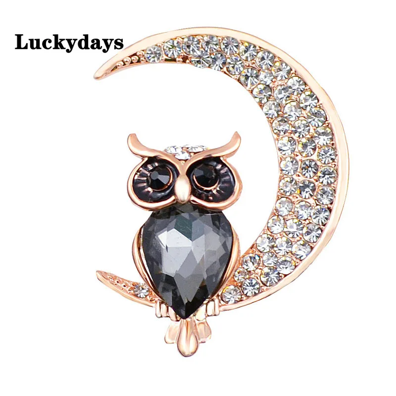 Xingyunday Cute Owl Crystal Brooch Cartoon Small Animal Rhinestone Corsage Jewelry Clothing accessories collar pin badge