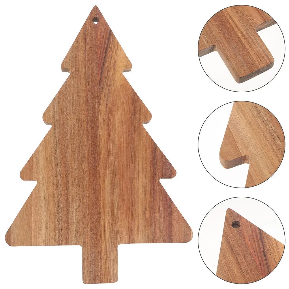 

2Pcs Wooden Christmas Tree Charcuterie Board Multiuse Serving Tray for Cheese Fruits Sweets Bread Cutting Board Home Kitchen