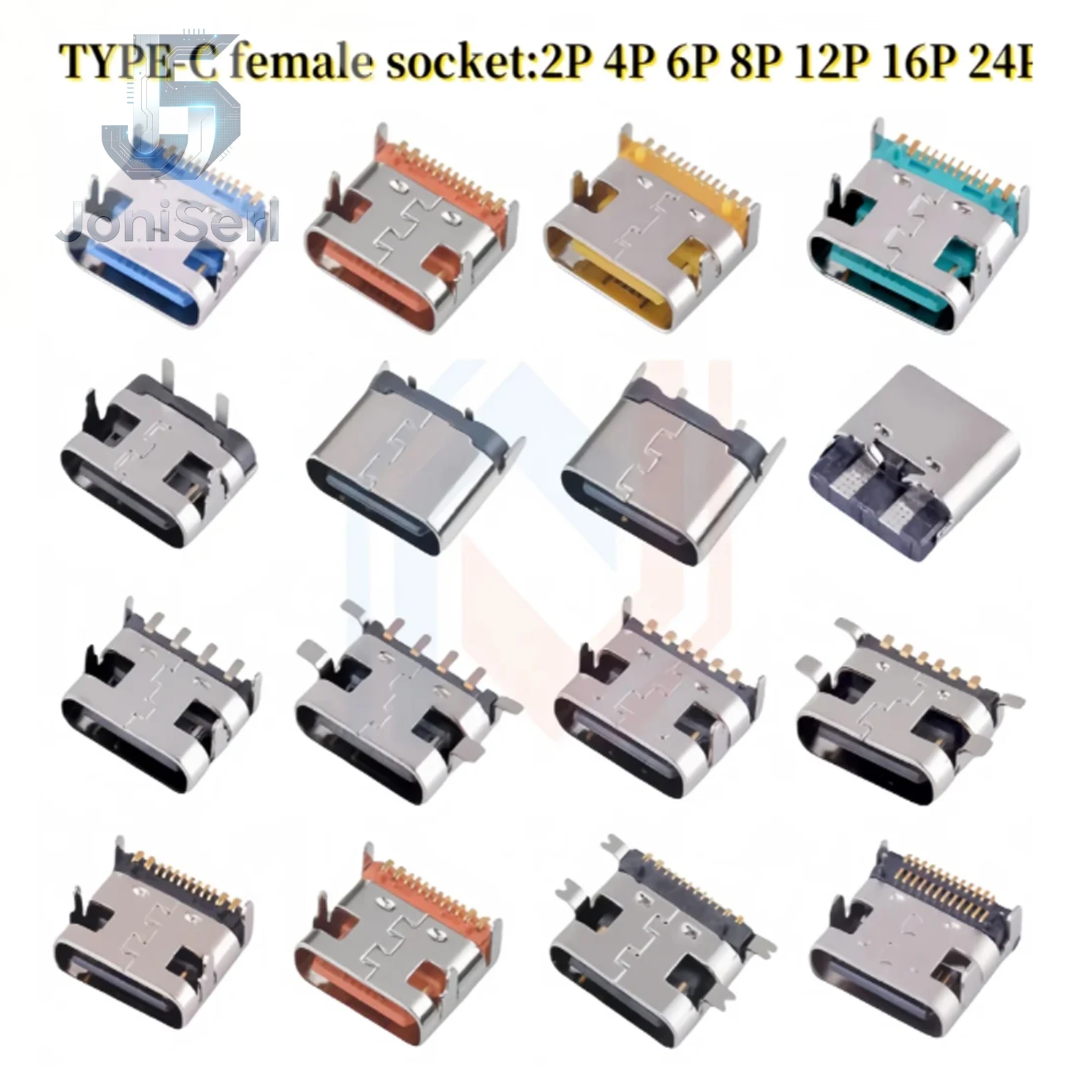 10Pcs PCB USB Connector Type-C 3.1 Female 2/4/6/16 Pin Female Jack Fast Charging Socket