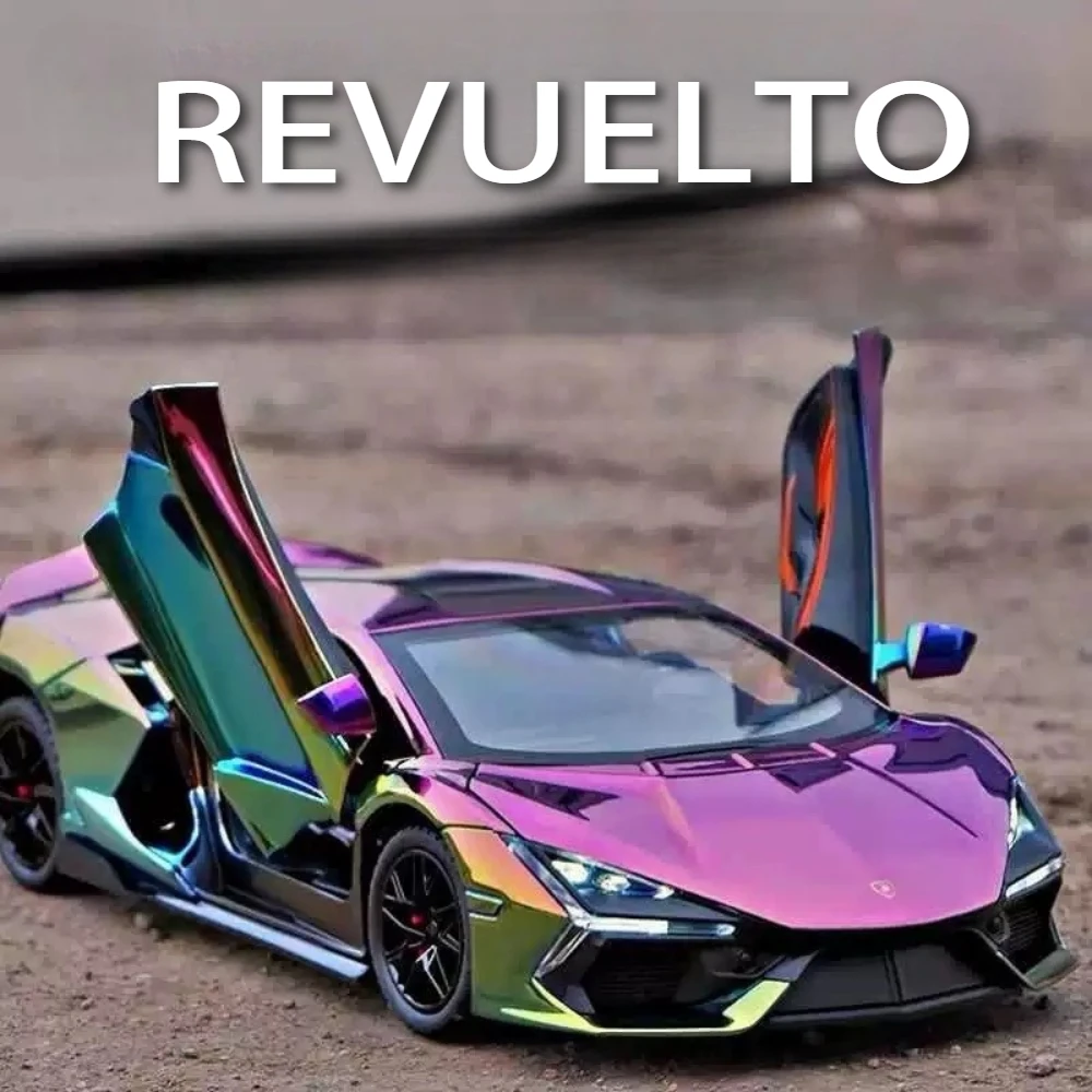 

1:24 Revuelto SVJ63 Alloy Toys Miniature Model Diecast Sports Car Doors Opened Sound Light Pull Back Metal Vehices Kids Toy Gift