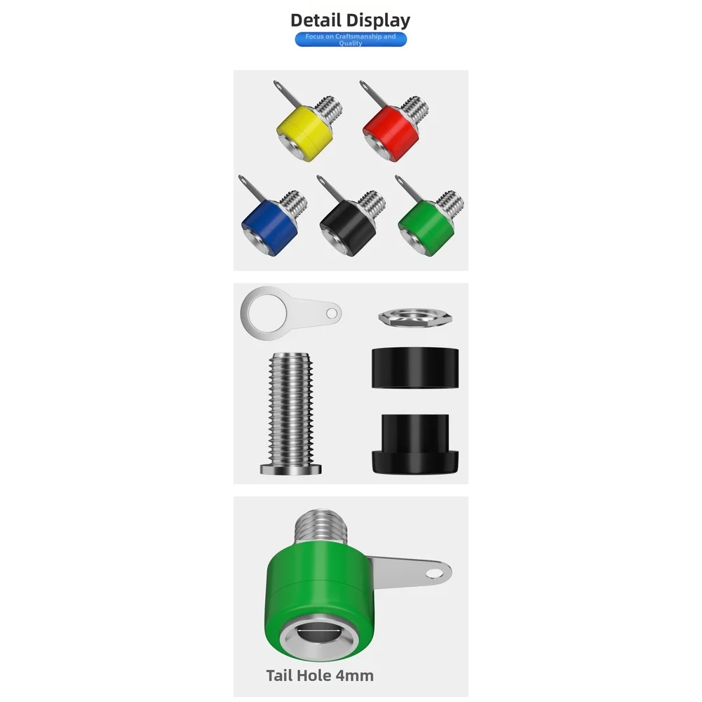 4mm Banana Socket Nickel Plated Panel Mount Connector with Washer for 58mm Hole Supports up to 19A Current and 60Vdc Voltage