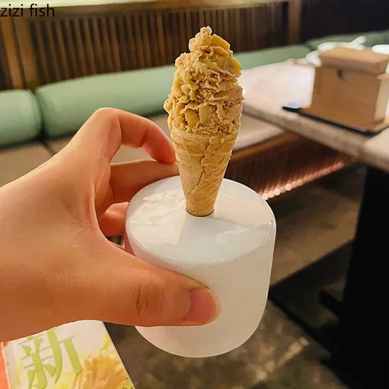 Pure White Ceramic Dessert Dish Creative Sweet Cone Holder Cylindrical Snack Sushi Dish Restaurant Molecular Cuisine Tableware image 4