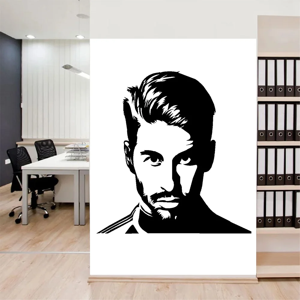 New Home Decor Sports Football Wall Stickers PVC Vinyl Removable Mural Football Sergio Ramos Image