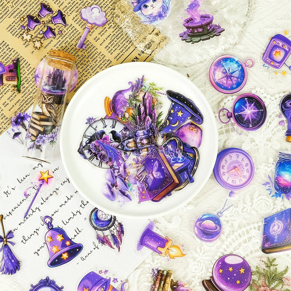 10/30/50pc Haustier Transparent Cartoon Lila Magie Ästhetische Aufkleber Laptop Telefon Notebook Dekoration Nette Scrapbooking Aufkleber