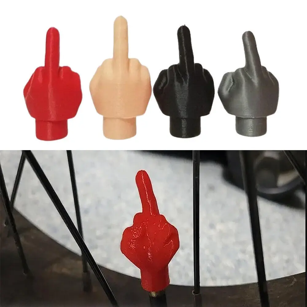 

4pcs Fluorescent Middle Finger Shape Car Wheel Tire Valve Stem Caps for Bike Motorcycle Car