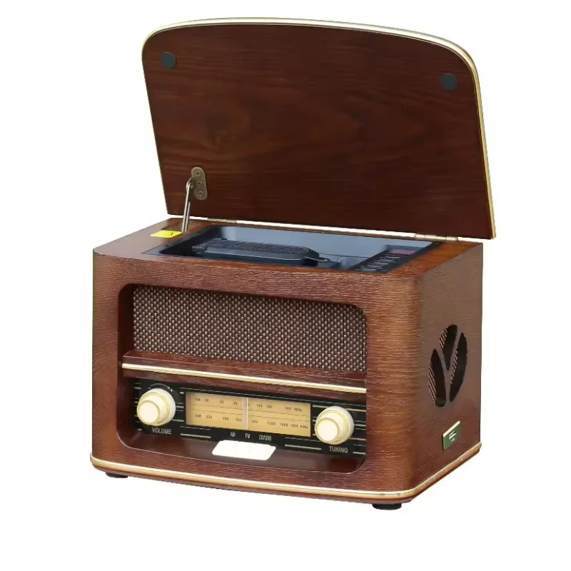 Retro wooden fm radio with  stereo speakers CD play home radio