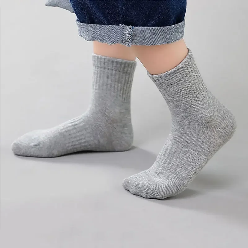 3 Pair/Lot Children's Socks Spring & Autumn Black White Grey Solid Student Sports Boys Girls Socks Kids Socks for 4 6 8 12