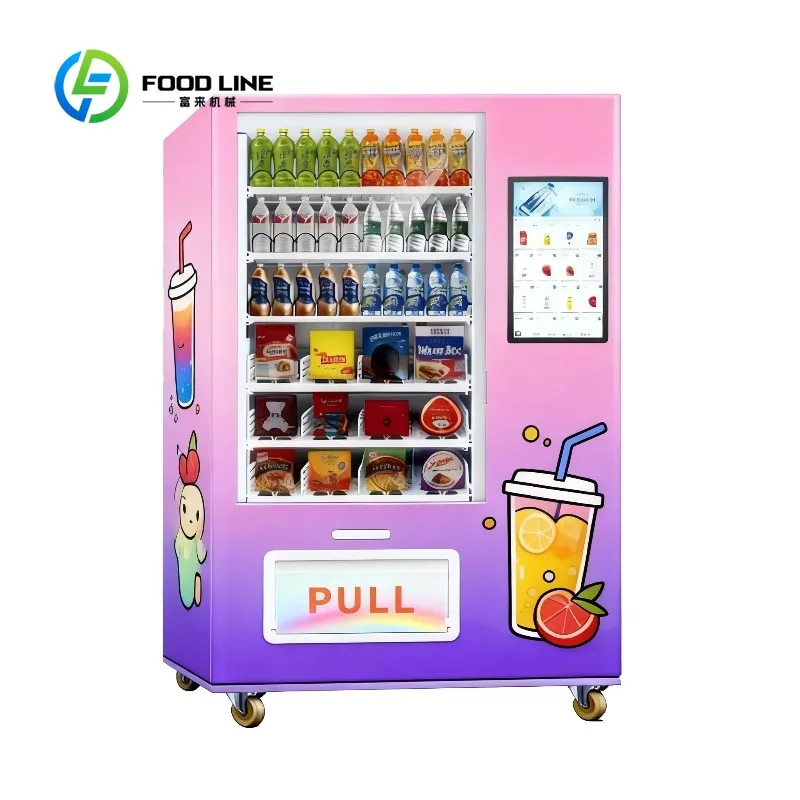 

Customized size Smart refrigerated vending machine with touchscreen for drinks and snacks
