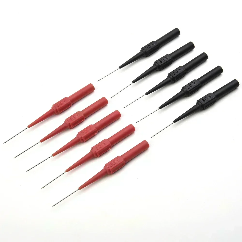 10pcs Insulation Piercing Needle Non-destructive Multimeter Test Probes Measuring Device Red/Black 30V For Banana Plug