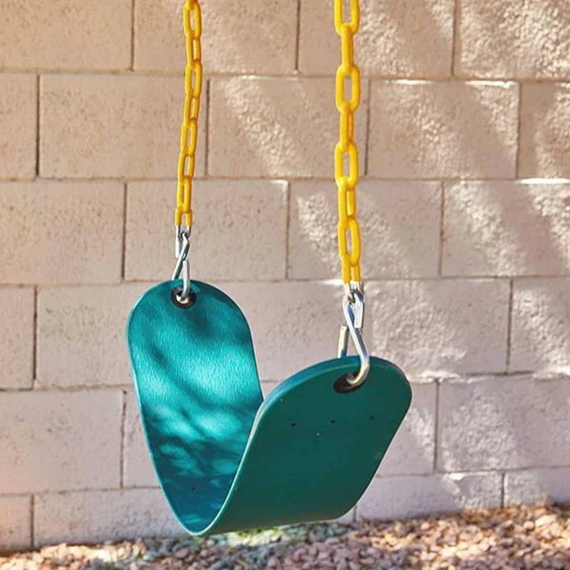 Heavy Duty Swing Seat Green With 66 Inch Chain, Swing Accessory Supplies Replacement With Snap Hooks For Kids