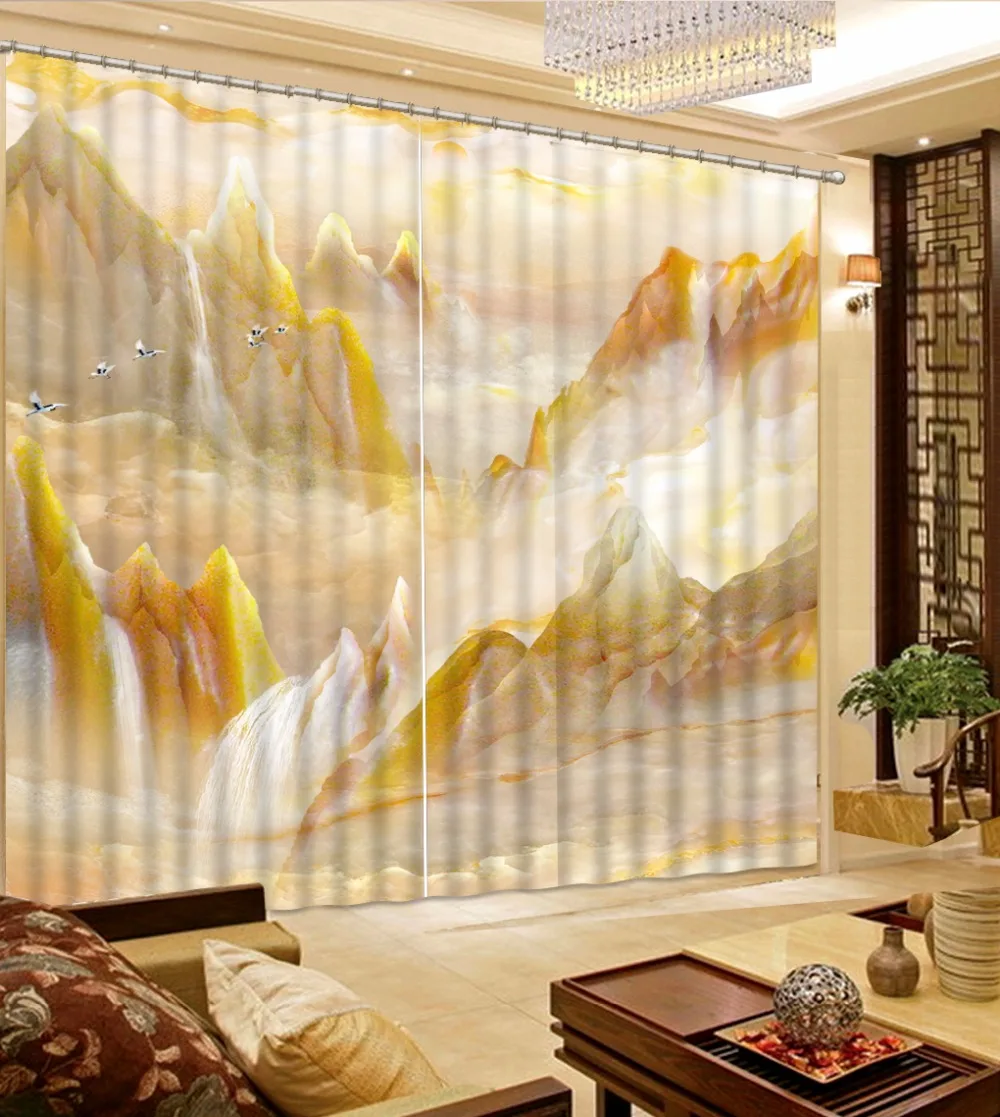 Custom any size modern living room curtains marble flower curtains fashion decor home decoration for bedroom