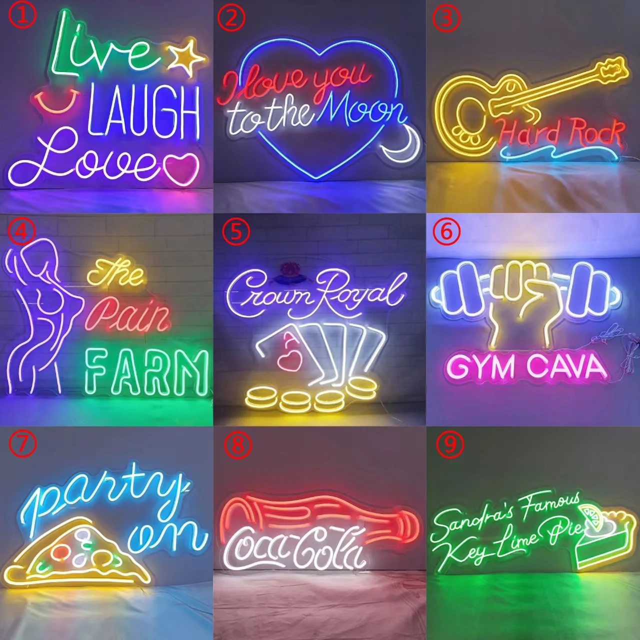 Customized Acrylic 12V High Brightness LED Wall Neon Sign Light Rock With Guitar Rainbow Drunk In Love For Shop Bar Room Decor