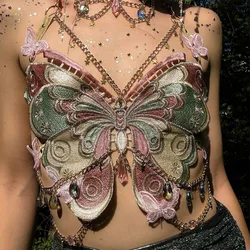 2024NEW Sexy Butterfly Cosplay Top For Woman Halloween Costumes Bra Butterfly Bralette Choker Accessories Fancy Party