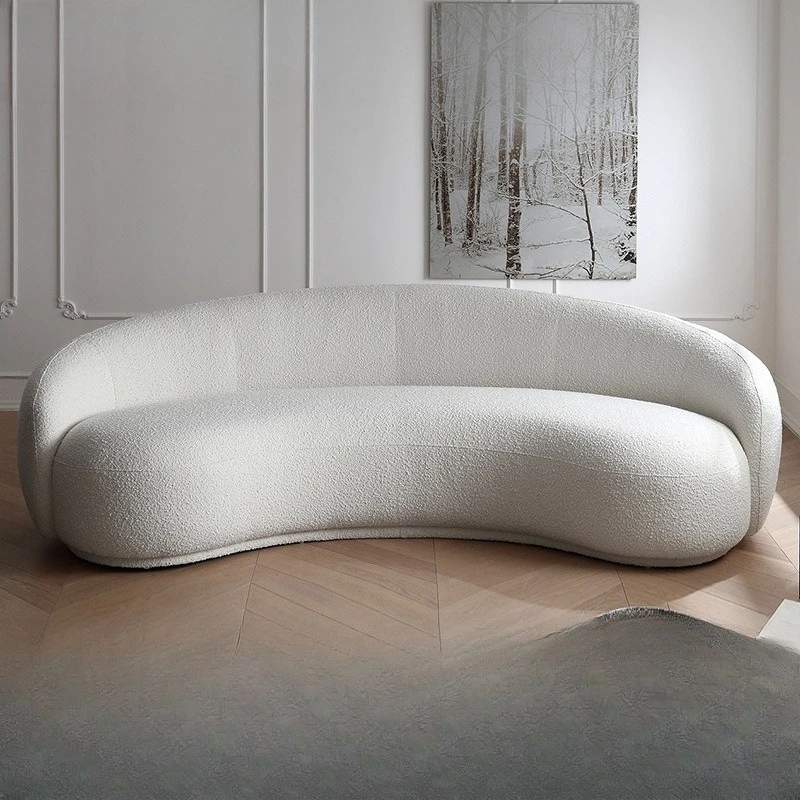 

Nordic Cream Style Curved Sofa Living Room Modern Simple Cashew Fabric Sofa Custom Source Factory Direct Sales