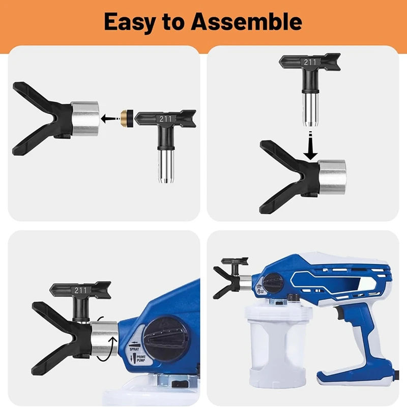 Boquilla reversible con punta de pulverización para pulverizadores y pistolas de pintura sin aire, sello único de repuesto (211, 313, 415, 517, 623)