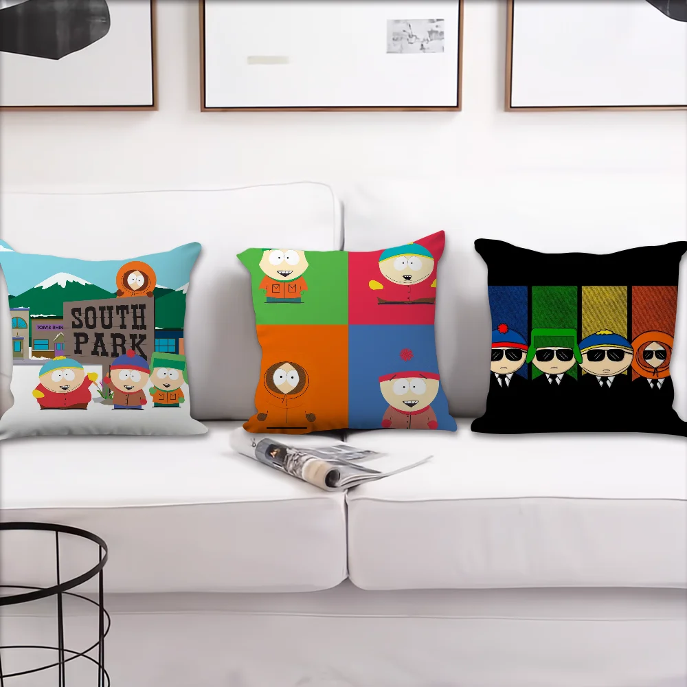 Cartoon S-South P-Park Comfortable Decorative Cushion Cover Suitable for Home Living Room Sofa Room Decoration