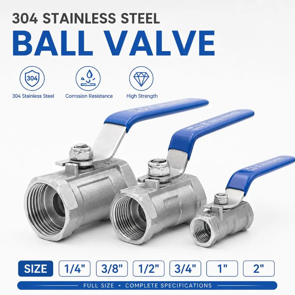 Female Threaded Ball Valve Switch SS304 Material 1/4