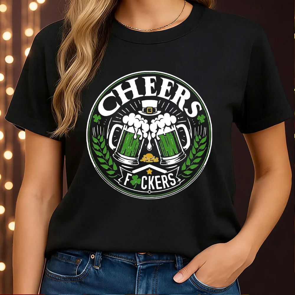 Cheers 3.17 camisetas del Día de San Patricio, camiseta irlandesa para beber, camiseta de verano para mujer, camiseta informal de moda para celebración del Día de San Patricio
