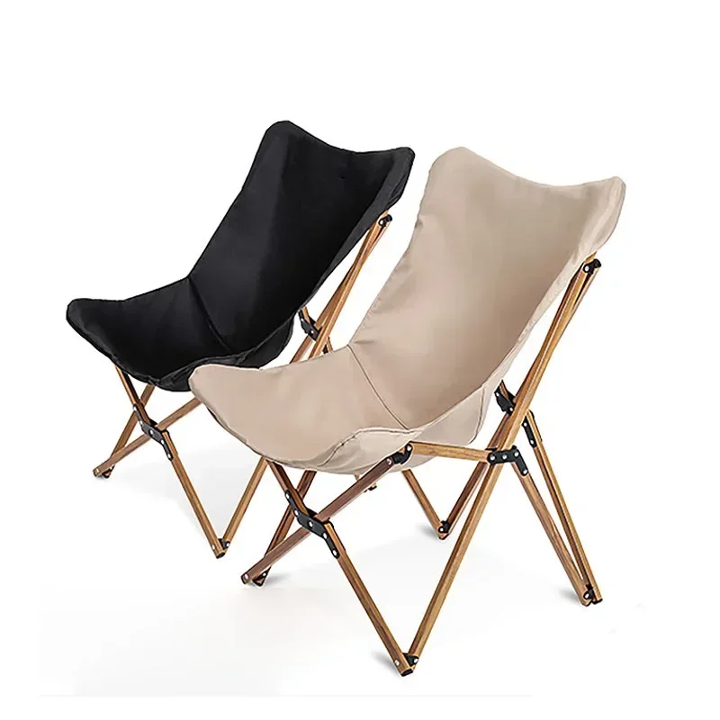 Outdoor Aluminum Alloy Kemet Fishing Chair Wood Grain Aluminum Tube Camping Chair Portable Beach Leisure Butterfly Chair