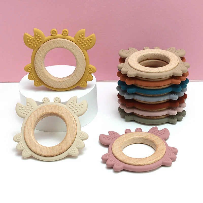 1PC Wooden Ring Teether Toy Food Grade Wood Ring Weaning Molars Baby Toy Healthy Rodent Portable Chewing Baby Accessories