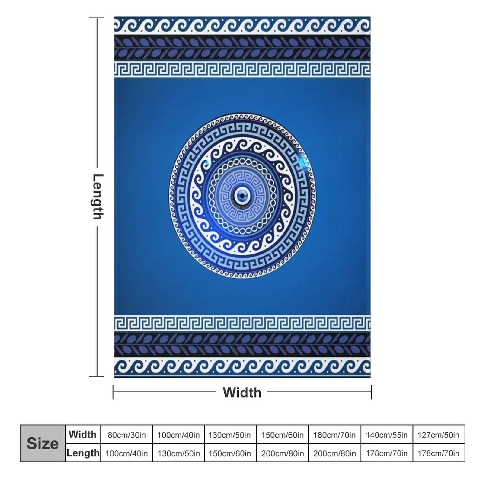 Mati Evil Eye Greek Key Patterns Yiorgos Collection Throw Blanket couch cozy soft plush fuzzy picnic outdoor blanket