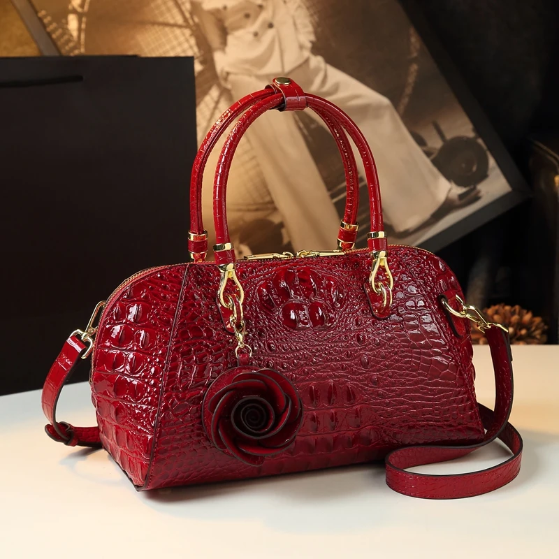 

Brand Genuine Leather Women Bag Crocodile Pattern Women's Handbag Fashion Tassel Shoulder Messenger Bag Portable Pillow Bags