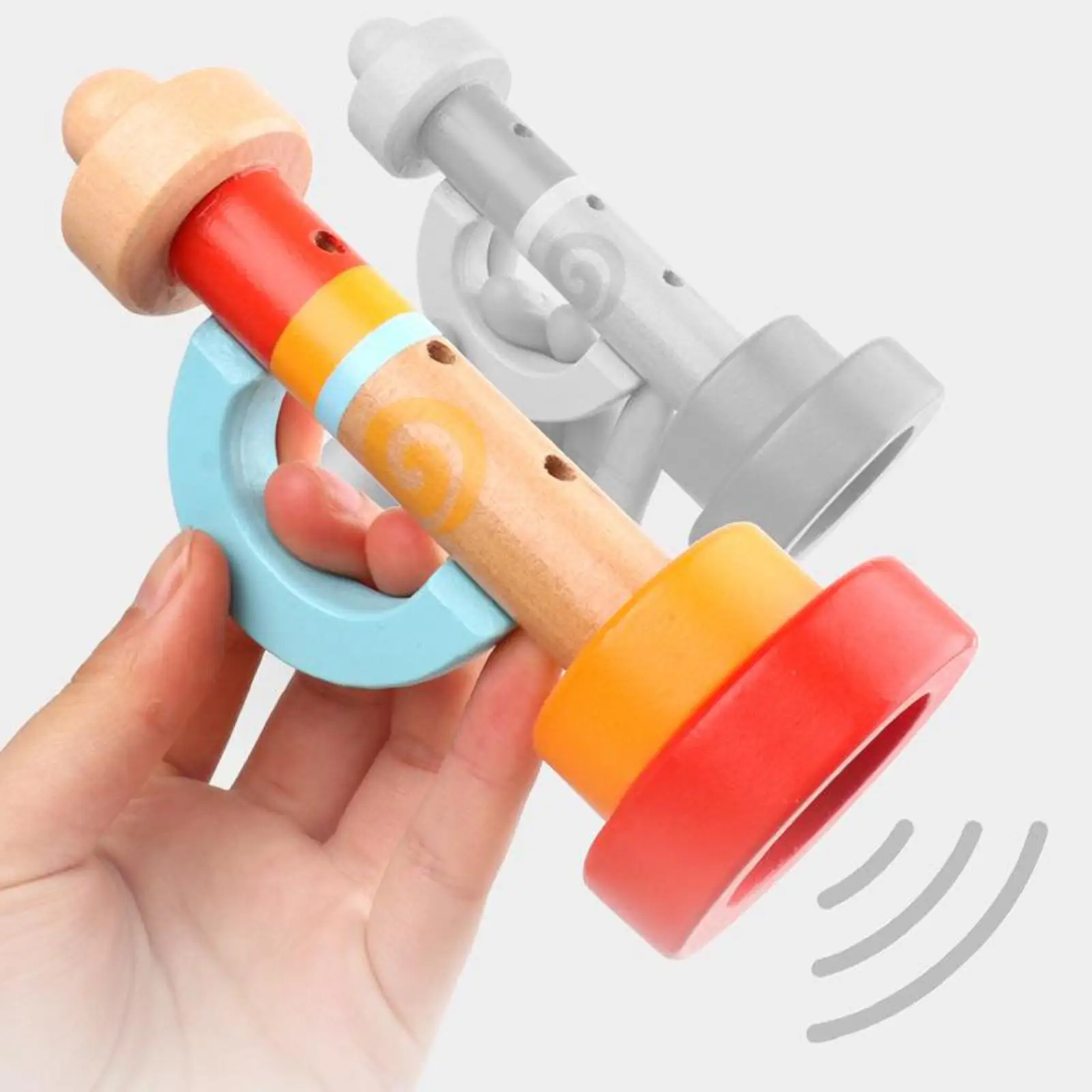 Colorful Wood Trumpet 3 Hole Hooter Children Kids Music Art