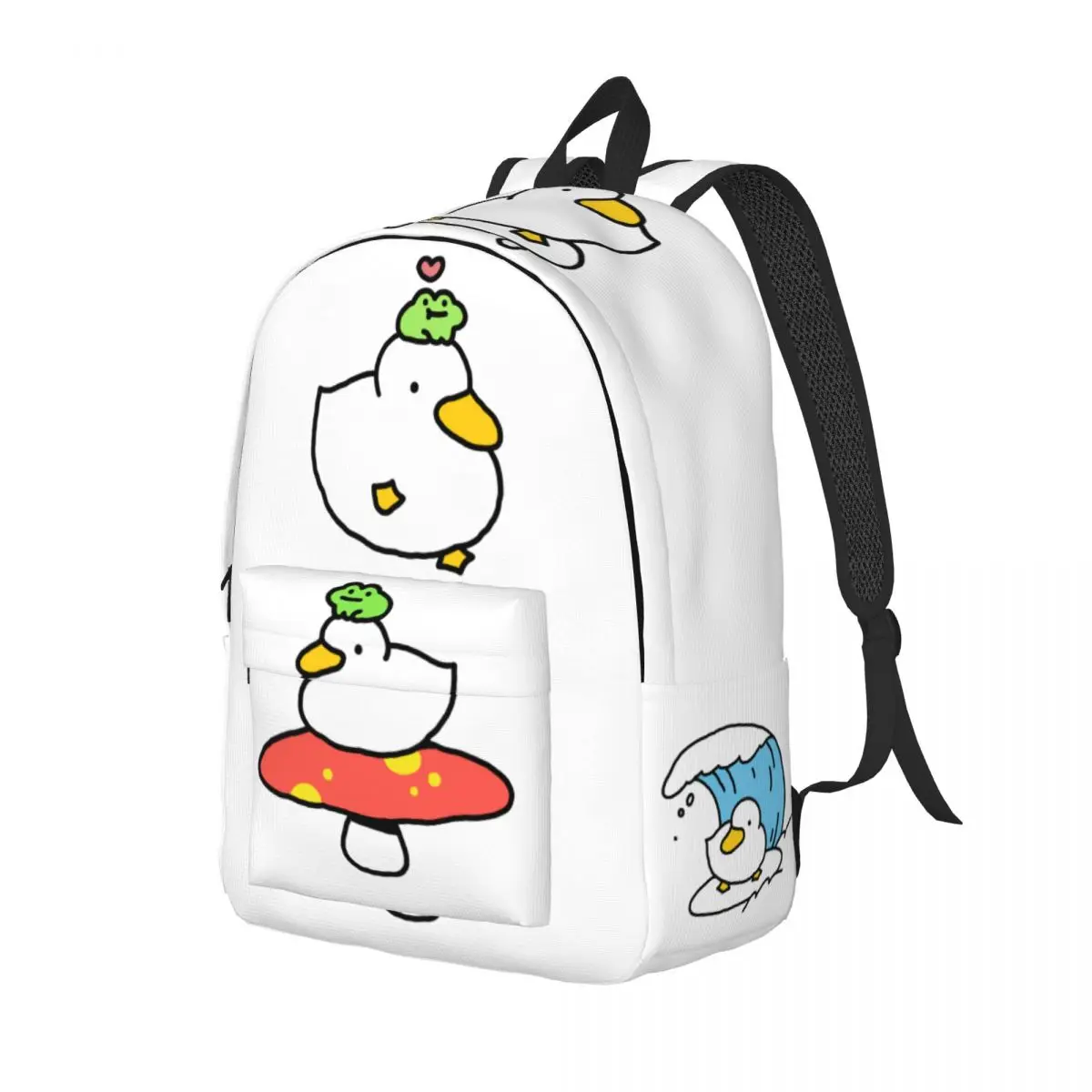 Kawaii Surfing Duck Backpack for School Student Schoolbag Cute Frog Cartoon Book Bags Girl Women Casual Daypack Outdoor