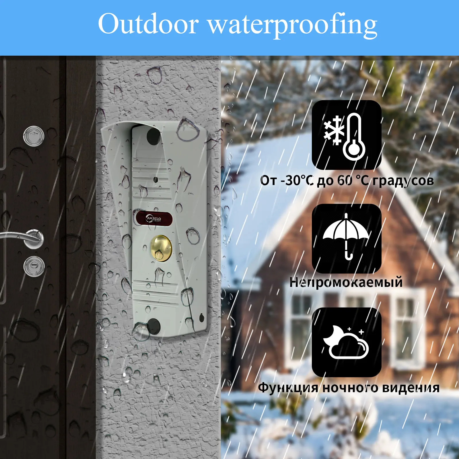 Imagem -02 - Anjielo-sistema à Prova d Água de Vídeo Intercom Câmera de Campainha Proteção de Segurança Doméstica Visão Noturna Desbloqueio 7