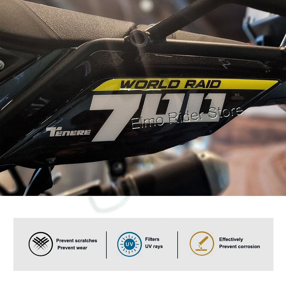 Tenere 700 202 akcesoria motocykl boczna tylna naklejka 3D naklejka z żywicy epoksydowej dla Yamaha Tenere 700 World Raid 2023