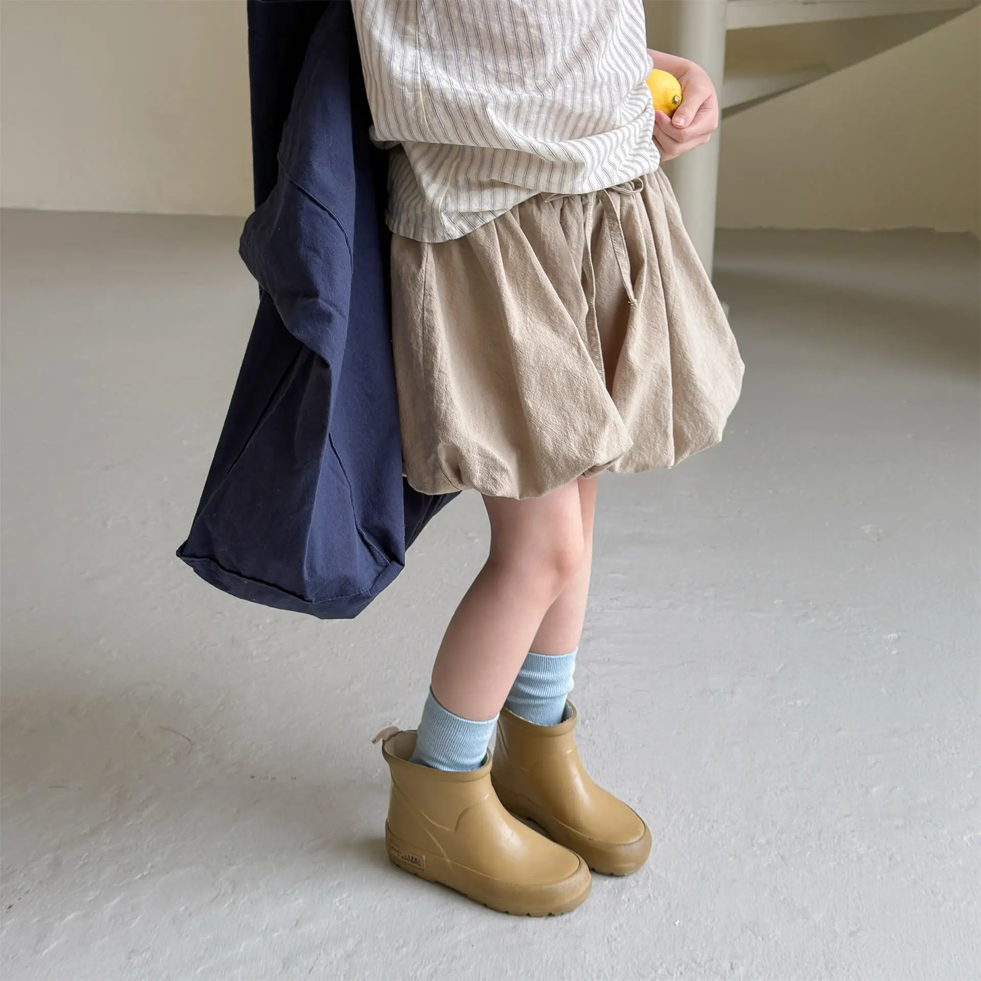 Neue Sommer-Shorts für Mädchen im koreanischen Stil, einfarbig, für Kleinkinder, schicke Kürbis-Shorts, stilvolle, lässige Urlaubs-Outdoor-Shorts – Detail 12
