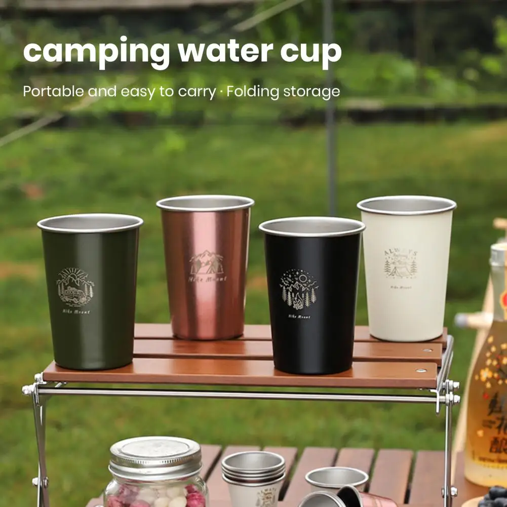 Camping Water Cup Durable Stainless Steel Drinking Cup for Outdoor Camping Heat-resistant Coffee Mug Food Grade Dishwasher Safe