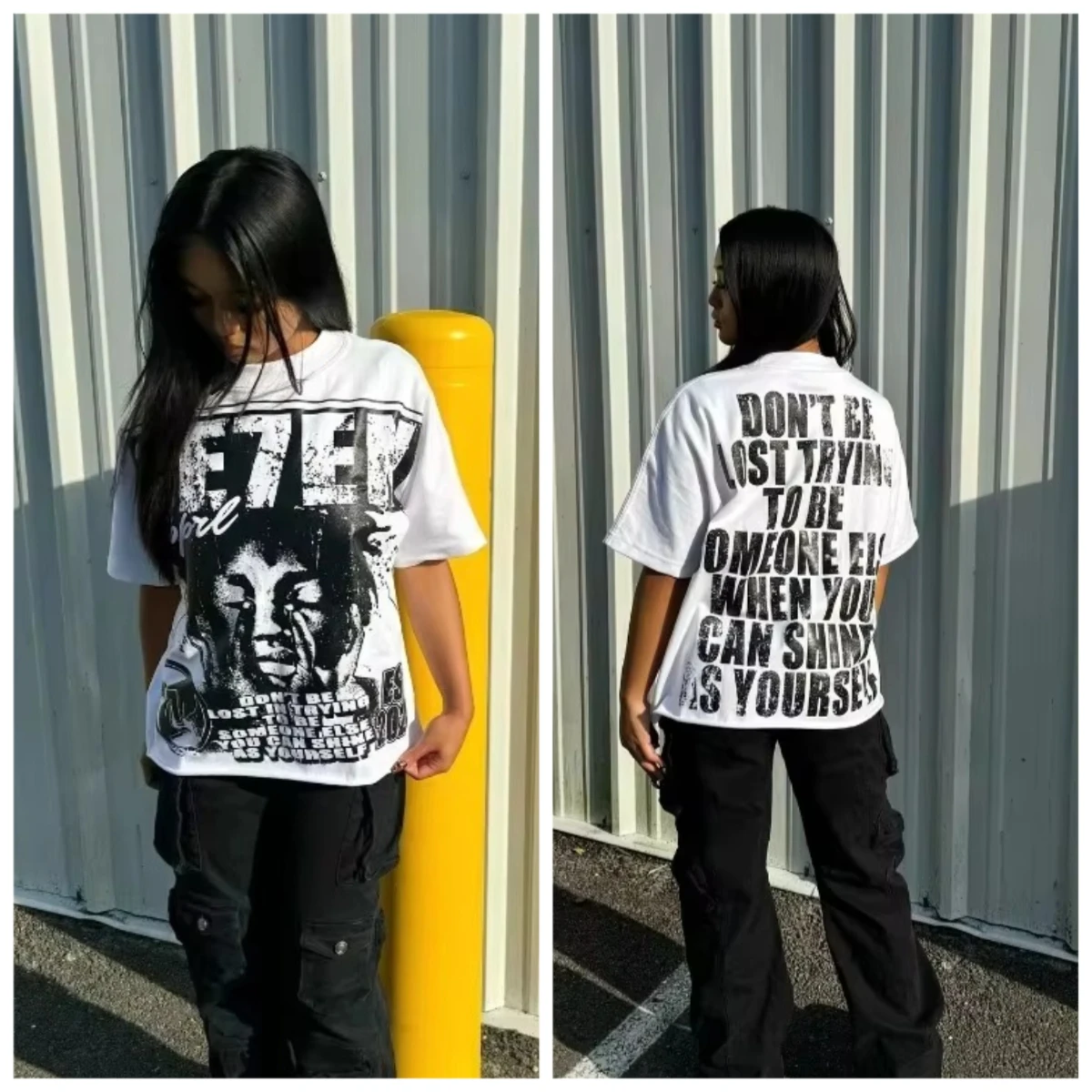 Camiseta y2k con estampado del alfabeto para hombre, camiseta de manga corta Harajuku callejero, top holgado retro americano, camisa informal de gran tamaño para pareja 2024