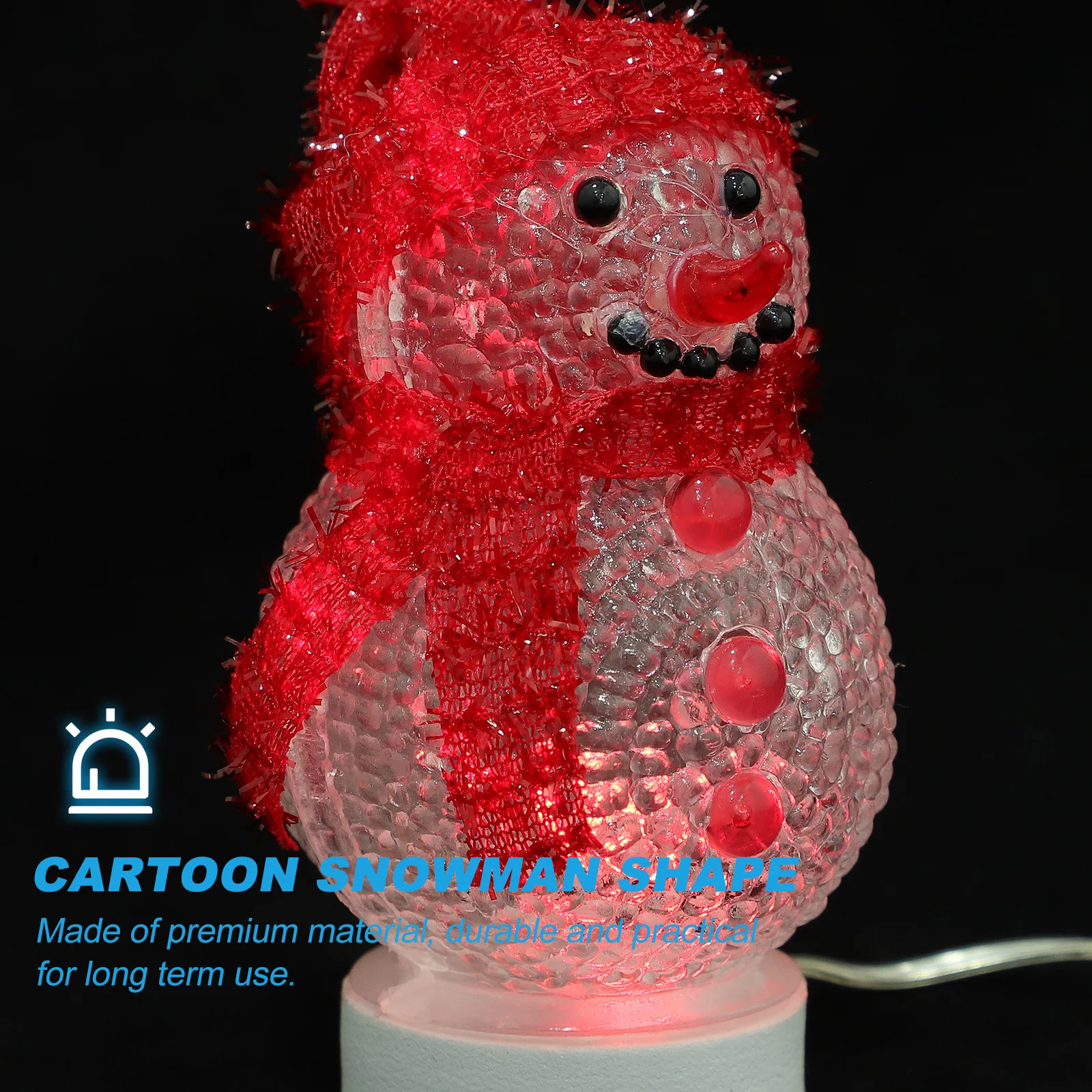 

2Pcs Snowman Night Light Premium Material Cartoon Shape Home Bedroom Office Decor Christmas LED Lamp Red Hat