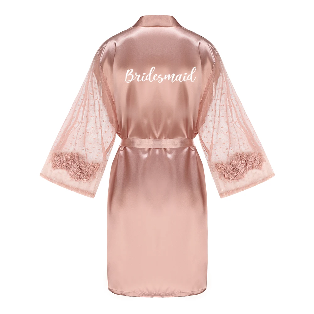 New Rose Gold Satin Bathrobe Women Getting Married Bride Hen Party Sisters Sqaud Mother Wedding Bridesmaid Robes