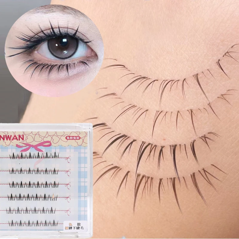 

Натуральные накладные ресницы для нижнего века, пушистые, изогнутые пучки, корейские индивидуальные ресницы для увеличения глаз, для косплея и макияжа