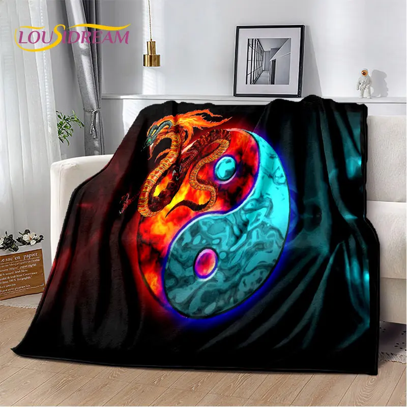 

Chinese Tai Chi Bagua Yin Yang Soft Plush Blanket,Flannel Blanket Throw Blanket for Living Room Bedroom Bed Sofa Picnic Cover