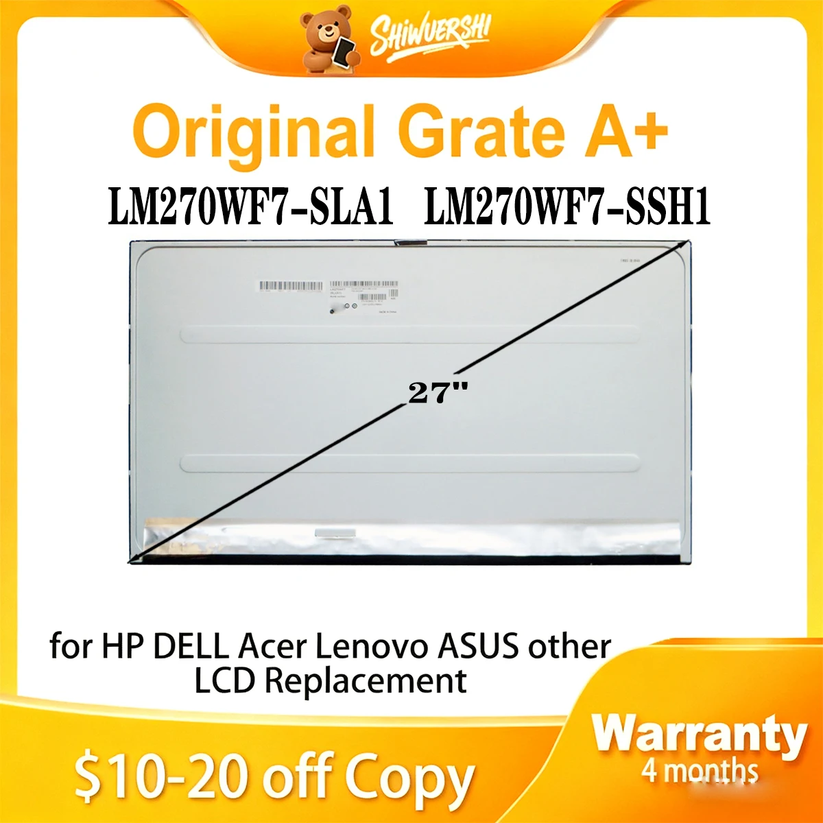 

27" Original New LCD FHD Display LM270WF7-SSH1 LM270WF7 SSH1 LM270WF7-SLA1 LM270WF7 SLA1 1920*1080P 30 pins