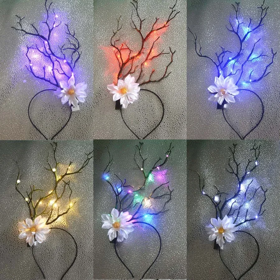 10pcs Light Up Blink Headband Glasses Scrunchies Brooch Glow Party Flower Crown Birthday Gift Wedding Festival Halloween